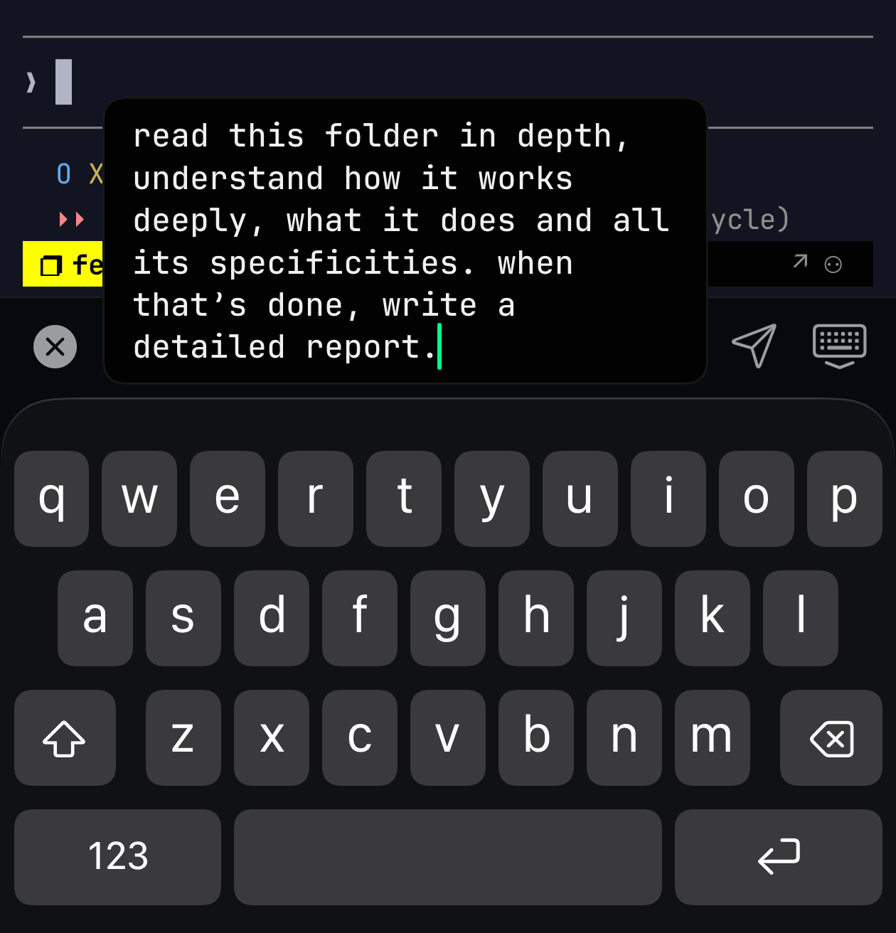 Input bar above toolbar